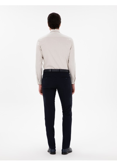 Cacharel Lacivert Slim Fit Yün Karışımlı Klasik Pantolon