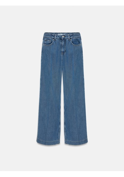 Dilvin 72102 Dökümlü Wide Leg Jean-mavi Mavi