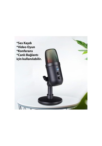 Profesyonel Kardioid Rgb Oyuncu Podcast Mikrofonu Kablolu Stüdyo Kayıt Mikrofonu, Yayın & Oyun Uyumlu