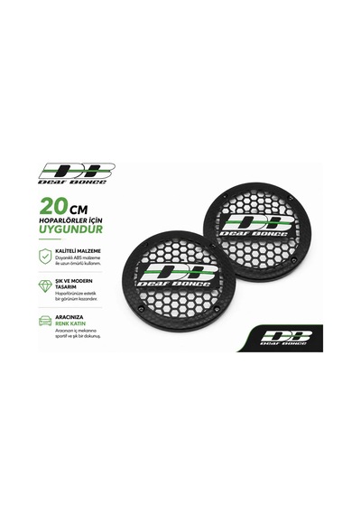 20cm Hoparlör Kapağı - Deaf Bonce Logolu Kaliteli Plastik Midrange Hoparlör Kapak 20 Cm - 2 Adet