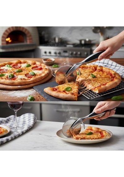 Ayrex Deconox Paslanmaz Çelik Pizza Dilimleyici Ve Kesici - Ergonomik Saplı Profesyonel Hamur Kesme Bıçağı - Parma Diğer