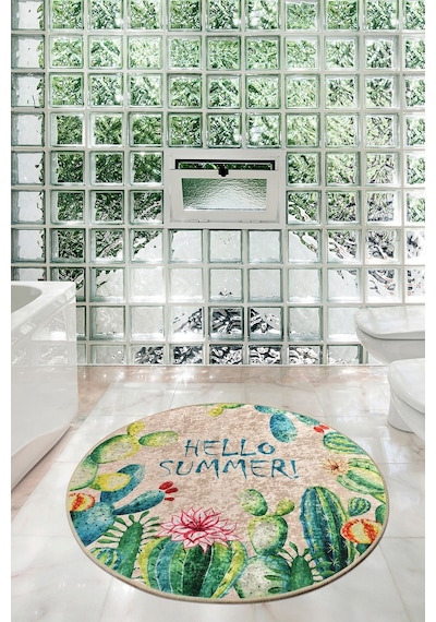 Hello Summer Djt Çap 140 Cm Banyo Halısı, Paspas Çok Renkli