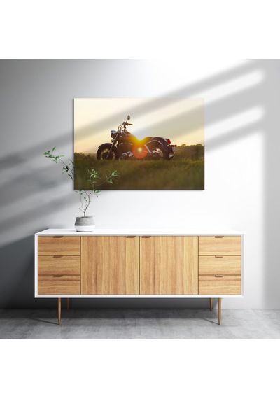 Cakasepetim Black Cruiser Motorsiklet Ve Gün Batımı Ahşap Mdf Tablo