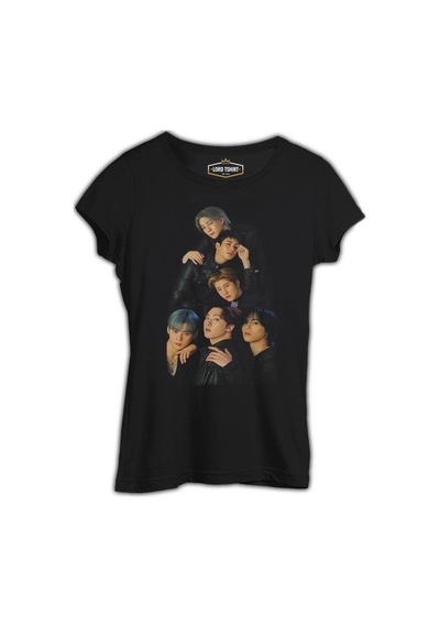 Super M - Group Siyah Kadın Tshirt 001