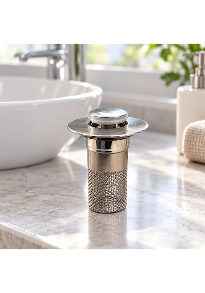 Buffer Sepet Filtreli Basmalı Lavabo Gider Süzgeci, Uzun Silindirik Filtreli Lavabo Tıpası, Saç Ve Kalıntı Toplayıcı Gid