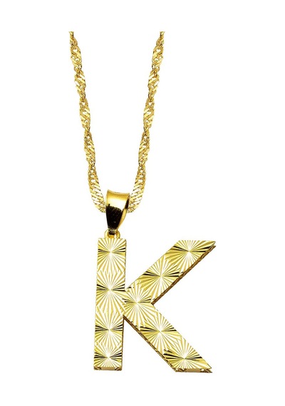 K Harfi 3 Boyutlu Altın Kolye 8KLHZ05