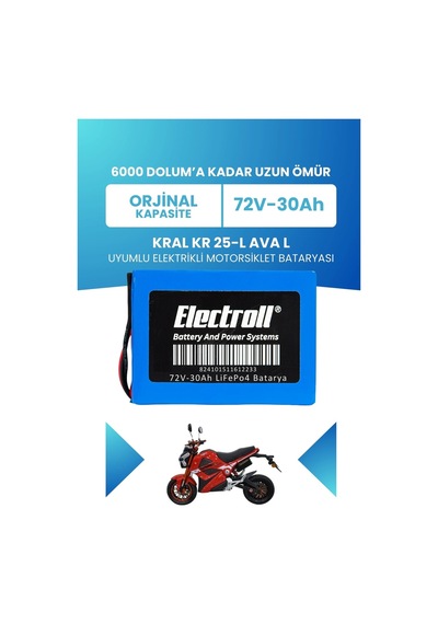 Kral Kr-25-l Ava L Uyumlu Batarya Standart Kapasite Lifepo4 72v 30ah Elektrikli Motorsiklet Bataryası