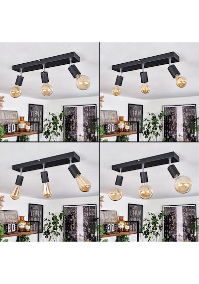 Riolight Modern1 Siyah1 3xe27 Mafsallı Hareketli Başlık Glop Ampul Hariç Metal Spot Avize 3'lü Siyah