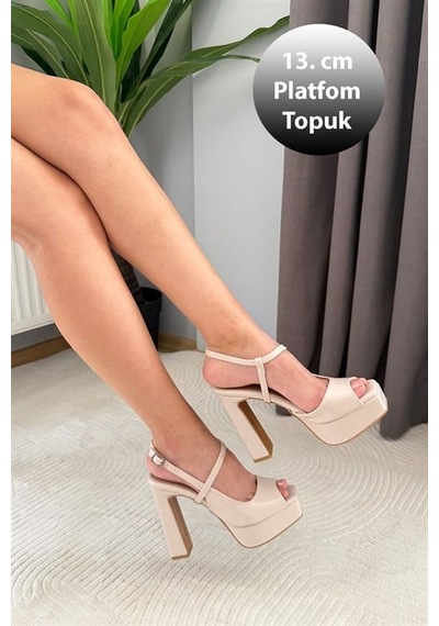 Kadın Jasmine Bej Rugan 13 Cm Platform Topuklu Ayakkabı