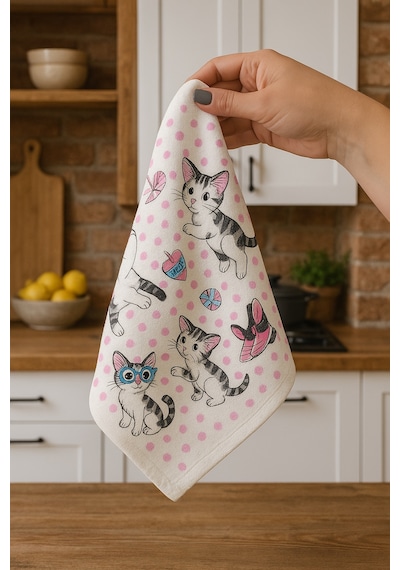 Kitchen Dijital Baskı Pamuklu Tekli Mutfak Havlusu Açık Pembe