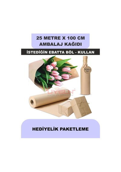 100 Cm X 25 Metre Bobin Kraft Rengi Ambalaj Kağıdı, Ev Eşyası, Çeyiz, Hediye, Ürün Paketleme 25 Adet