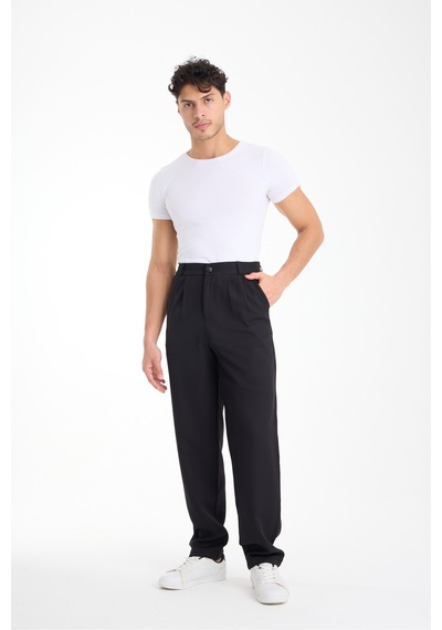 Gugus Erkek Baggy İthal Kumaş Pantolon Siyah