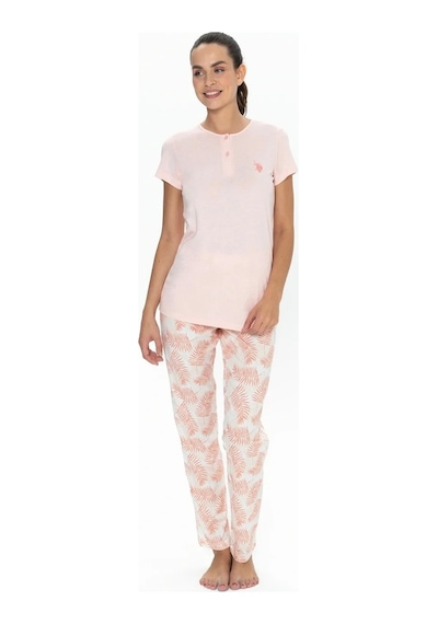 U.S. Polo Assn. Kadın Somon Pijama Takım - 20088 Somon