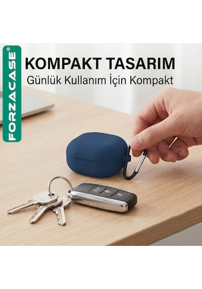 Forzacase Samsung Galaxy Buds 4 / 4 Pro İle Uyumlu Anahtar Askılıklı Bluetooth Kulaklık Kılıfı - Fc1216 Mat Siyah