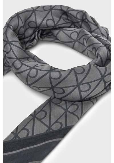 Calvin Klein Logo Monogramlı Saçaklı Şal Lv04f8080gbae Kadın Şal Lv04f8080g Bae Siyah