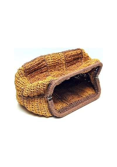 Handmade Kağıt İp Motifli Burslu Tasarım Çanta Kahverengi