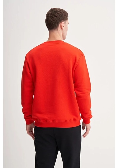 Cazador Kalın Diyagonal Dokulu %100 Pamuk 3 İplik Regular Fit Sweatshirt Kırmızı