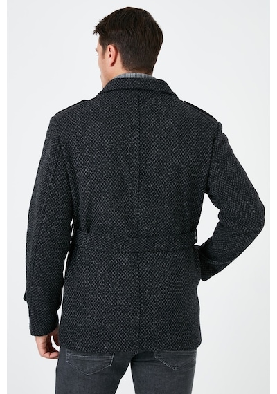 Buratti Slim Fit Cepli Pamuklu Kaşe Erkek Kaban 5841015 Antrasit Noktalı