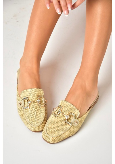 Fox Shoes U250009117 Bej Hasır Kadın Terlik Bej-hasır Bej