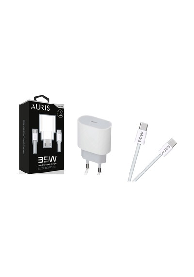 Auris ARS-CH38 35 W Apple Uyumlu iPhone 15 Usb-c To Usb-c Şarj Başlığı + Kablo Seti