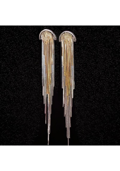 Tasarım Octopus Altın Kaplama Gold Silver Detaylı Sallantılı Sonsuzluk Tasarım Küpe Gümüş - Gold