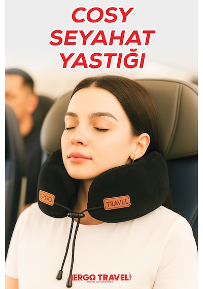 Viscofoam Cosy Ortopedik Seyahat Yastığı Visco Boyun Destekli Seyahat Yastığı - Siyah | Ergo Travel