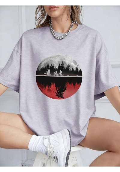 Noıssey Urban Pop Graphic Kadın Tişört Koleksiyonukod 5310 Gri