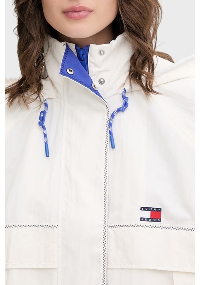 Tommy Jeans Kapüşonlu Yaka Fermuarlı Mont Kadın Mont Dw0dw22915 Ybh Beyaz