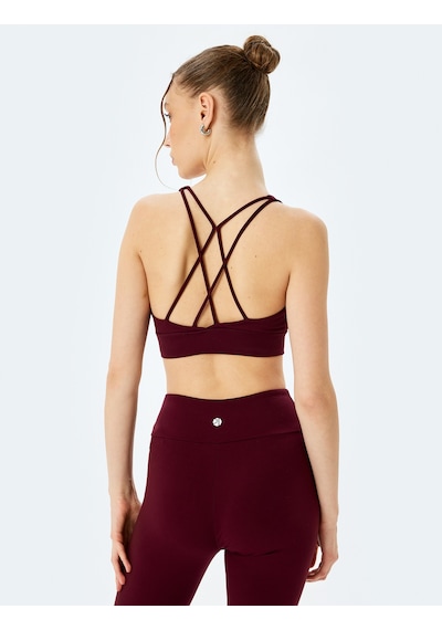 Koton Slim Kapsız Arkası Çapraz Askılı Sporcu Sütyeni Bordo 5wak30046nk Bordo
