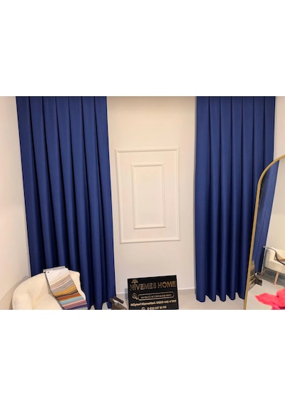 Nivemeshome Roma 18542-d K.indigo Keten 1/3 Sık Pileli Fon Perde Apm Indigo