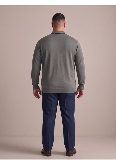 Maccali Erkek Füme Büyük Beden Gizli Fermuarlı Polo Yaka Triko Sweatshirt Maccali Erkek Füme Büyük Beden Gizli Fermuarlı Polo Yaka Triko Sweatshirt