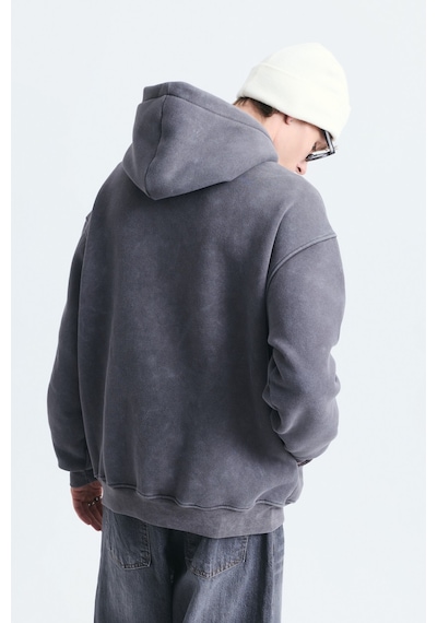 Vamos Numara Baskılı Oversize Sweatshirt Füme