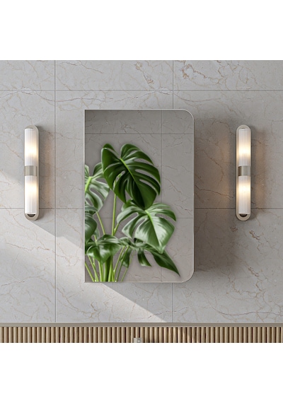 Likya Kulpsuz Tek Kapaklı Aynalı Mdflam 45 Cm Aynalı Banyo Üst Dolabı Kumtaşı