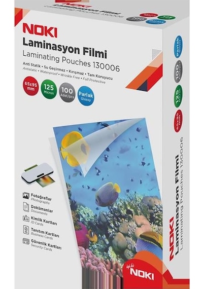 Noki Laminasyon Filmi 65x95mm, 125 Micron, Parlak, 100 Adet