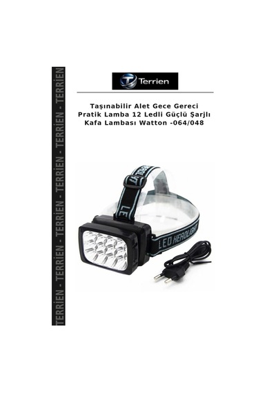 Taşınabilir Alet Gece Gereci Pratik Lamba 12 Ledli Güçlü Şarjlı Kafa Lambası Watton -064/048 Çok Renkli