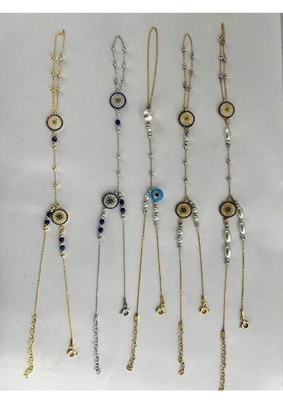 925 Ayar Gümüş Dorika Toplu Nazarlı Taşlı Nefertiti Şahmeran.rose.gold.rodaj