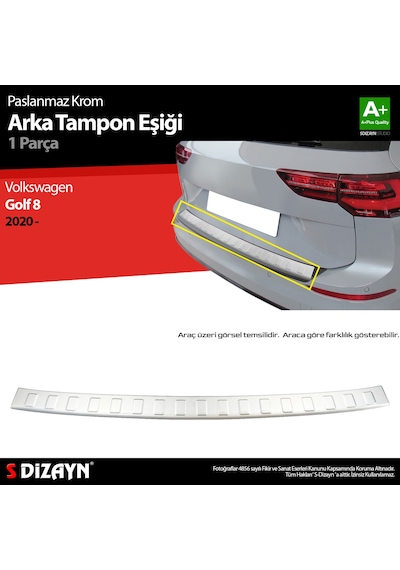 S-dizayn Vw Golf 8 Sw Krom Arka Tampon Eşiği 2020 Üzeri