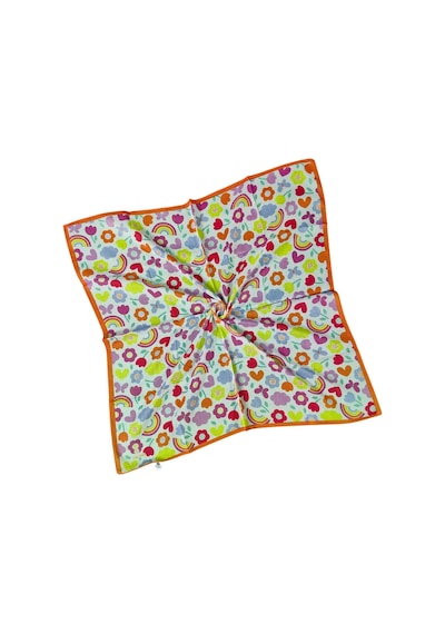 Mim Eşarp Valino Soft Pamuk Çocuk Desenli Eşarp 70x70 Cm Turuncu - Çiçek