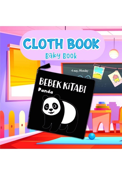 Tox Siyah Beyaz Vahşi Hayvanlar Kumaş Sessiz Kitap T138 - Bez Kitap