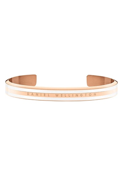 Classic Slim Bracelet Rose Gold Satin White Medium - Unisex Rose Gold
