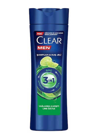 Clear Men 3in1 Şampuan & Duş Jeli Yağlanma Karşıtı Lime Özü 350 Ml