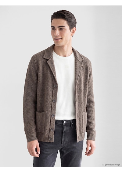 LC Waikiki Lc Waıkıkı Bej Regular Fit Ceket Yaka Erkek Triko Hırka