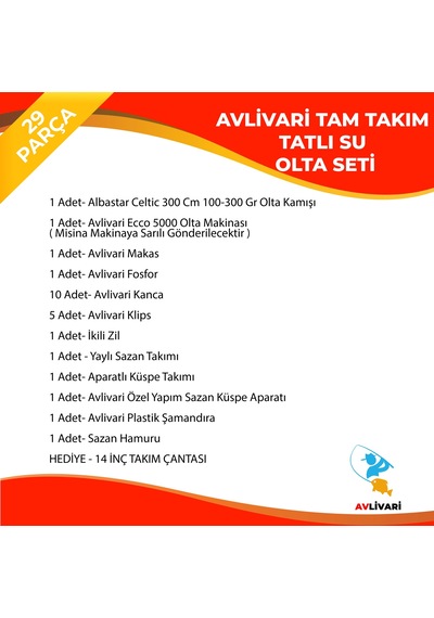 Albastar Celtic 300 Cm 100-300 Gr - Avlivari Ecco 5000 Olta Makinası Tam Takım Tatlı Su Olta Seti-9608