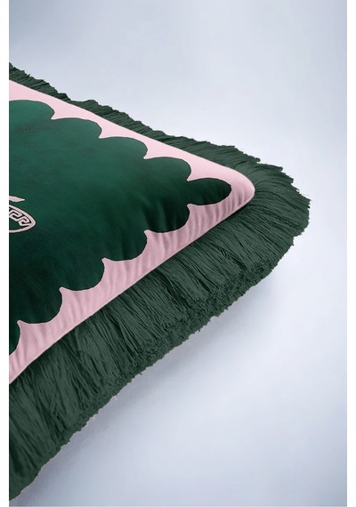 Arı Figürlü Saçaklı Yastık Kılıfı - Elegan Hayvan Temalı Modern Pembe Siyah Püsküllü Kırlent Kılıfı Gri