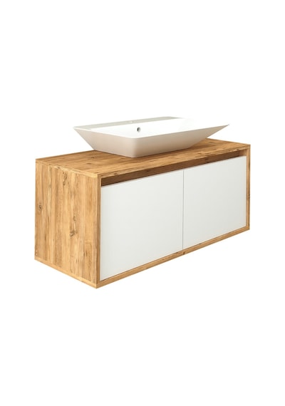Banos Roomart Ayaksız 2 Kapaklı Lavabolu Ahşap-Mat Beyaz Mdf 100. Beyaz