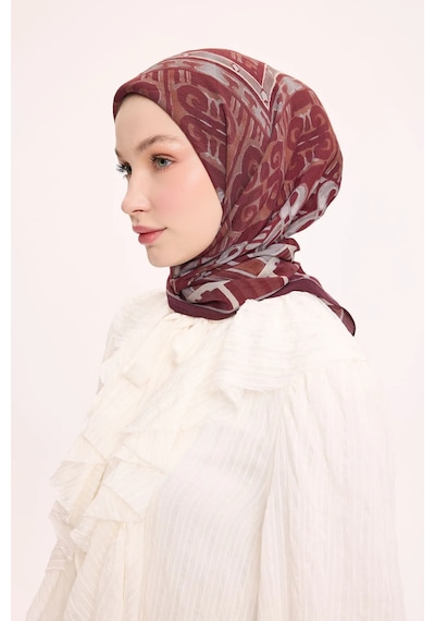 Silk Home Dört Mevsim Antik Motif Viskon Velora Eşarp 6421 Bordo
