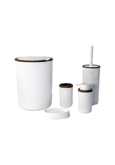 Box Up Banyo Seti 5 Parça Ahşap Beyaz Şık Banyo Aksesuarı 4'li Avantaj Paketi - 4 Adet Tarı Diğer