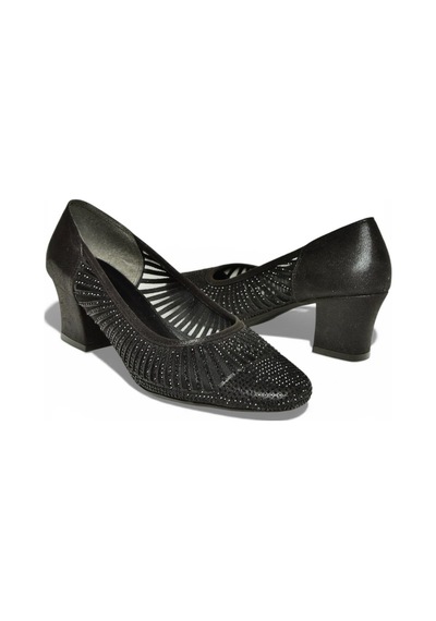 Fox Shoes Y820854514 Siyah Sim Kalın Topuklu Kadın Ayakkabı Siyah