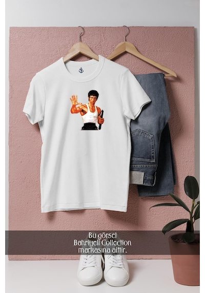 Bahriyeli Collection Oversize The Of Bruce Lee Temple Run 2, Bruce Lee Tasarımlı Unisex T-shirt Beyaz