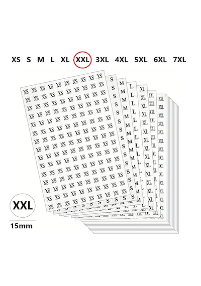 Xxl Yapışkanlı Çapı-15mm Yuvarlak Beden Etiketi 300 Adet 300